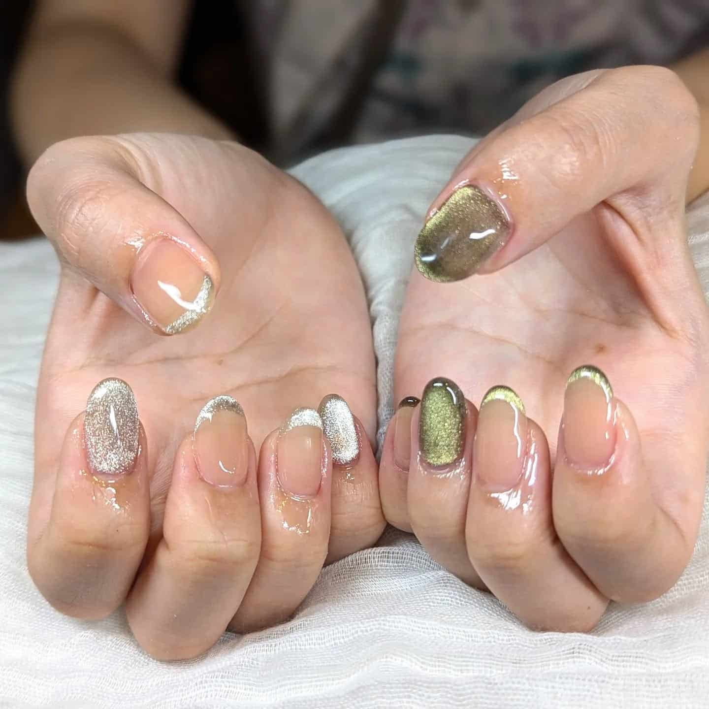 6. Metallic Olive Chic - plum nail ideas