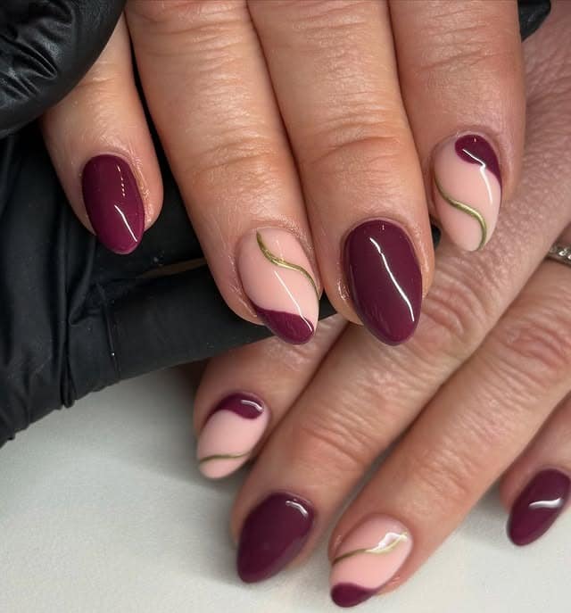 22. Modern Plum Swirl Elegance - plum nail ideas