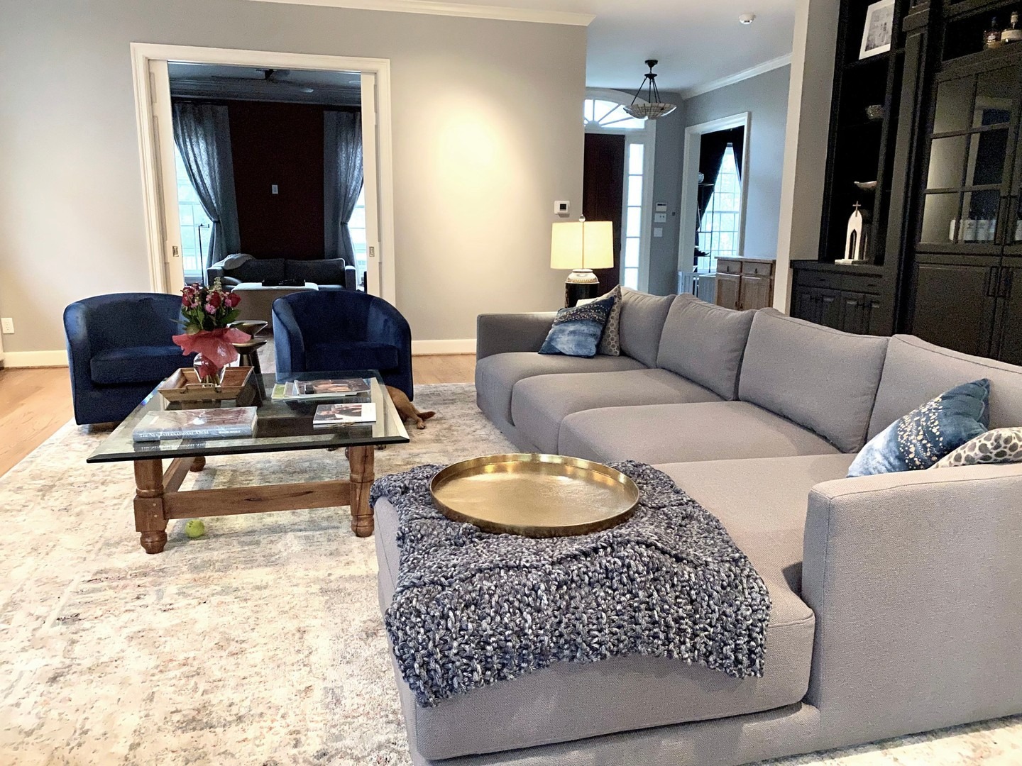 12. Soft Greys and Deep Blues Harmony - grey and blue living room ideas