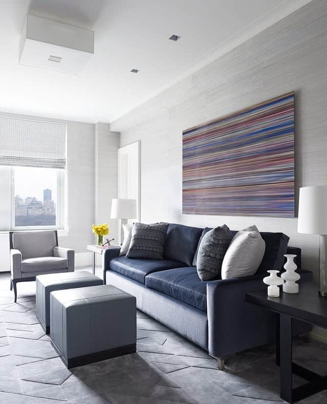 17. Urban Edge with Structured Neutrals - grey and blue living room ideas