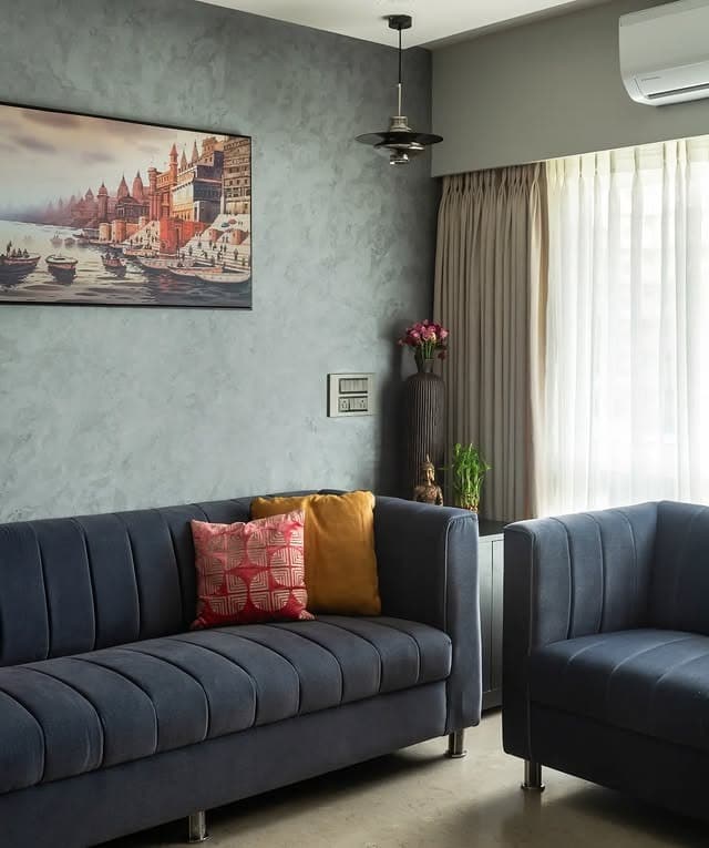 20. Textured Calm with Modern Heritage - grey and blue living room ideas