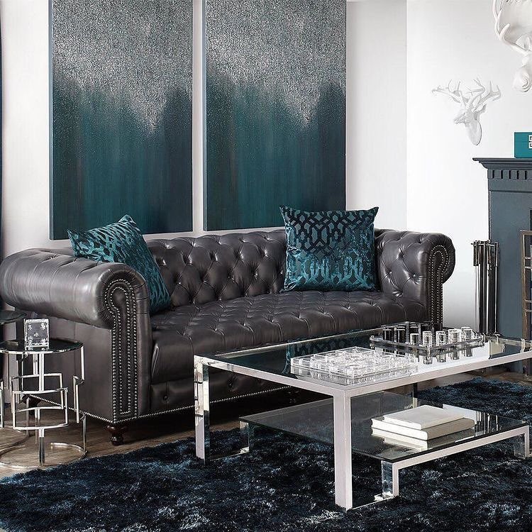 10. Luxury Edge in Grey and Teal - teal and grey living room ideas