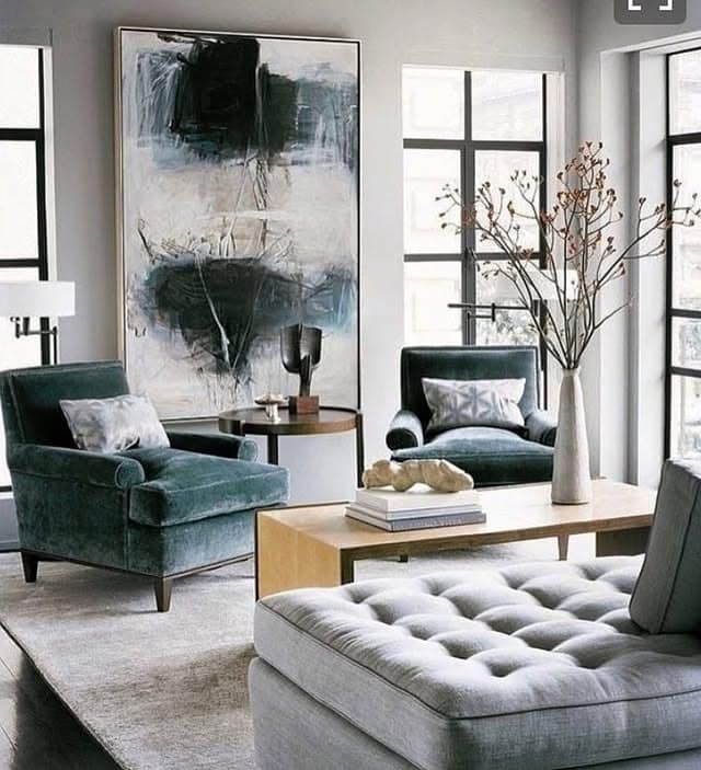 19. Sophisticated Grey with Teal Velvet - teal and grey living room ideas
