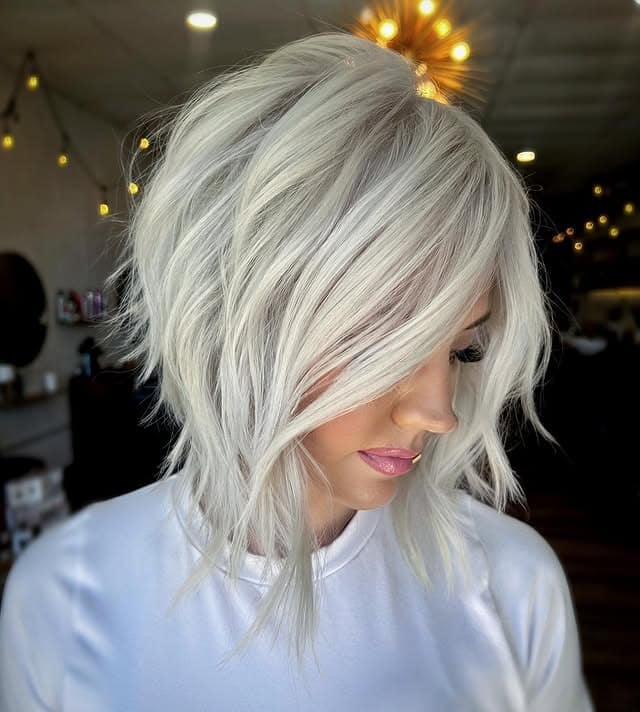 11. Textured Platinum Bob with Movement - Platinum Hair Color