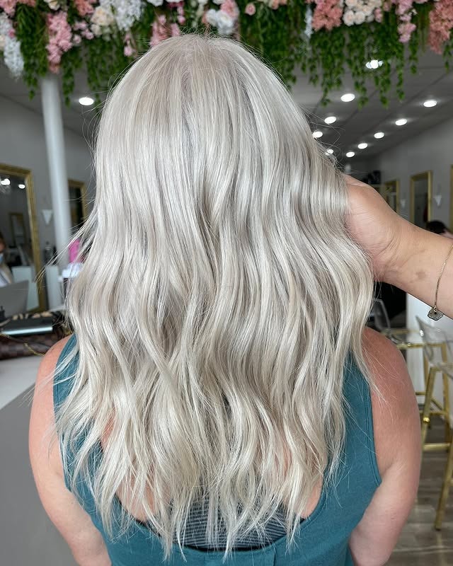 18. Silvery Frosted Platinum Waves - Platinum Hair Color