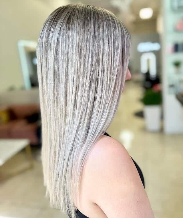 19. Rooted Platinum Sleek Flow - Platinum Hair Color