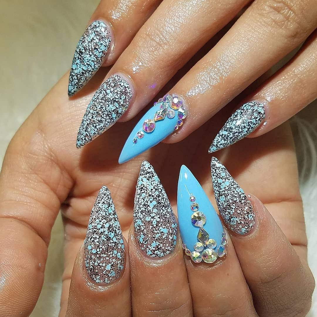 1. Ice Queen Sparkle Nails - pointed nail ideas