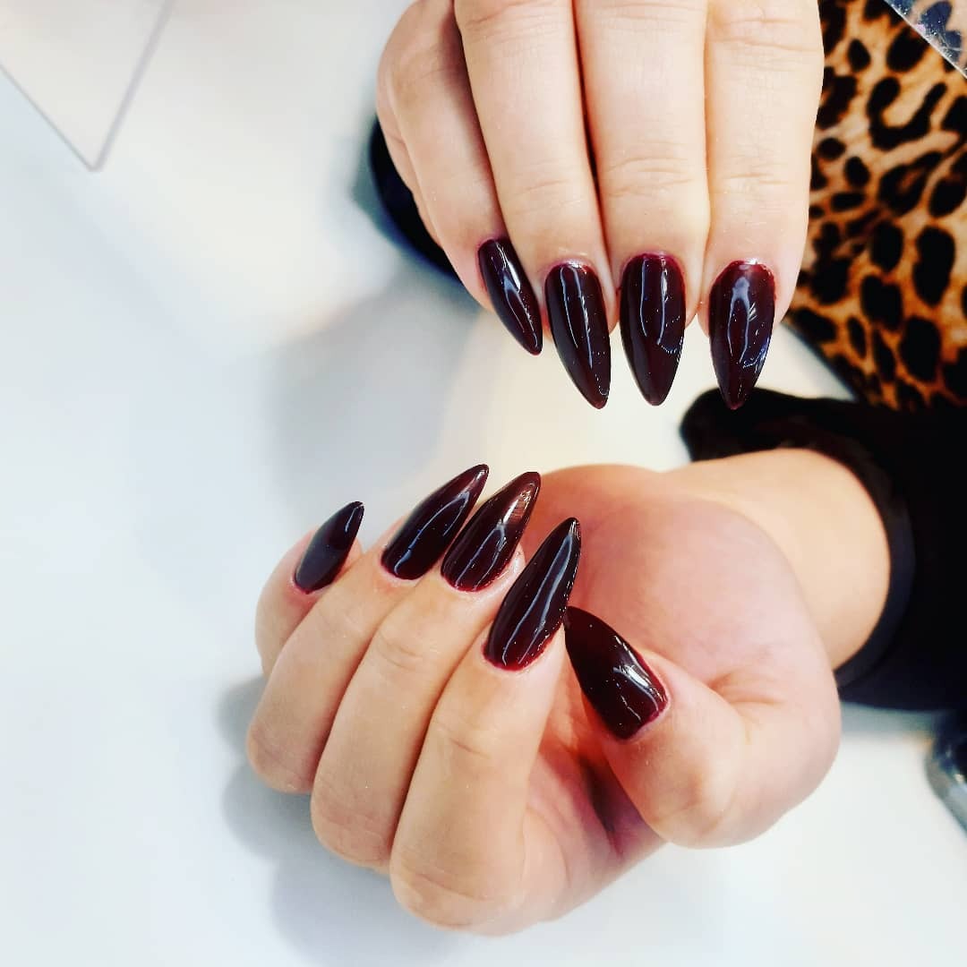 6. Deep Wine Perfection - pointed nail ideas