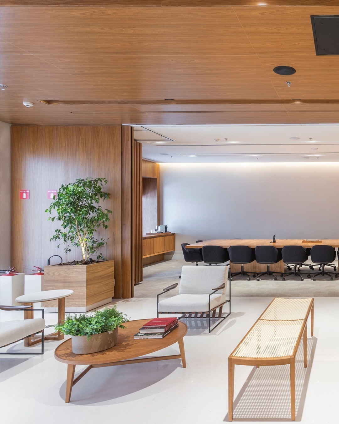 12. Natural Harmony Meeting Lounge in Walnut and White - corporate office ideas