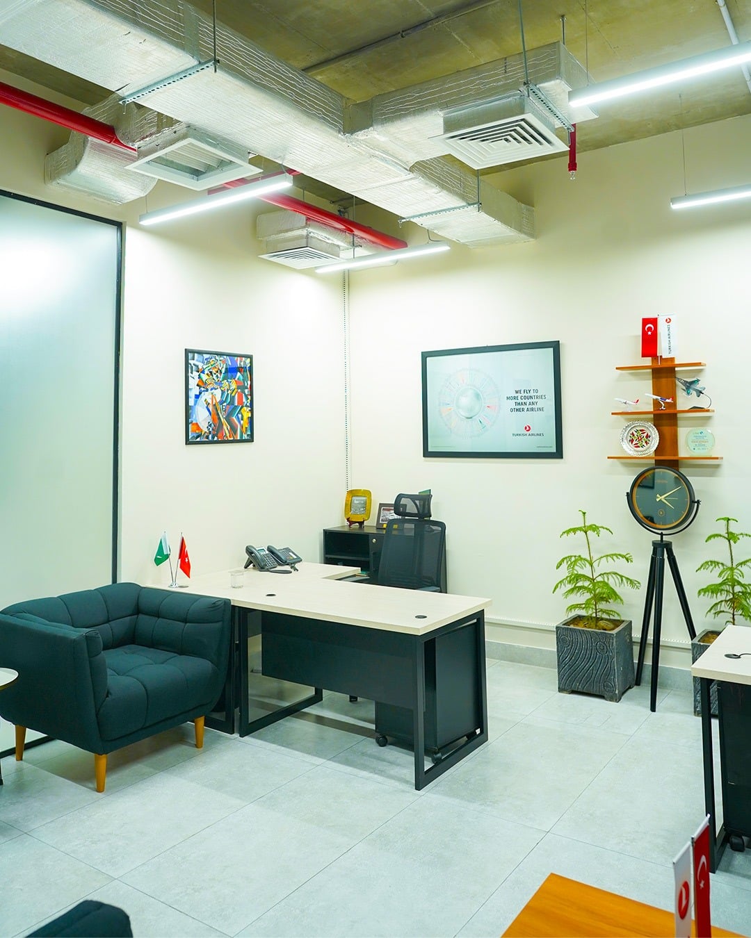 14. Industrial Office in Monochrome and Maple - corporate office ideas