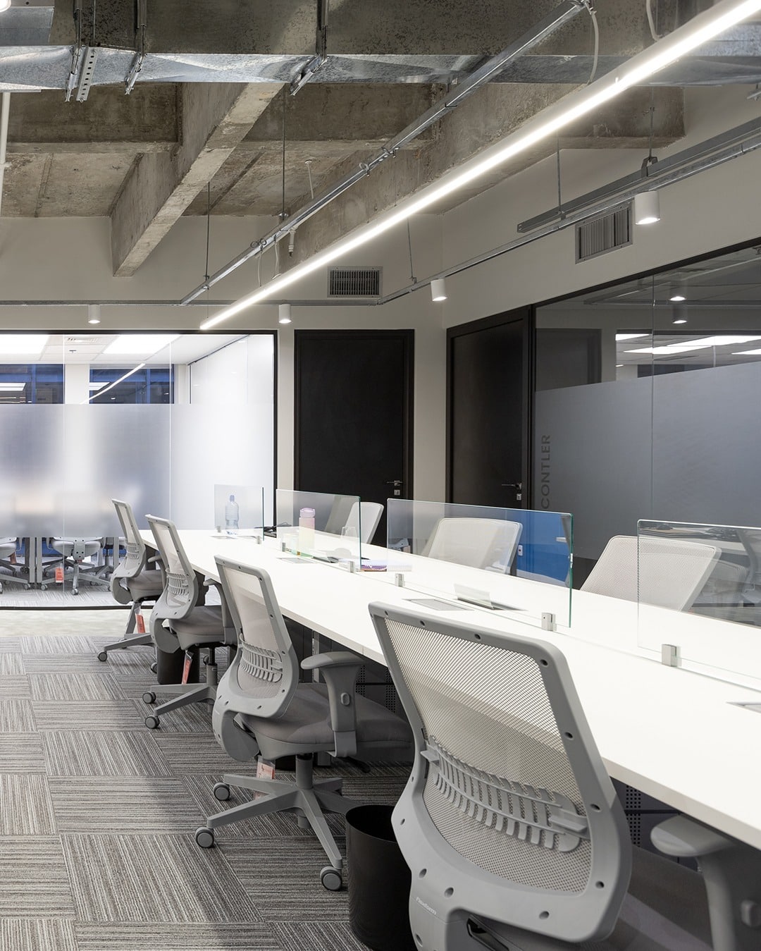 18. Collaborative Hub with Sky Blue and Birch Accents - corporate office ideas