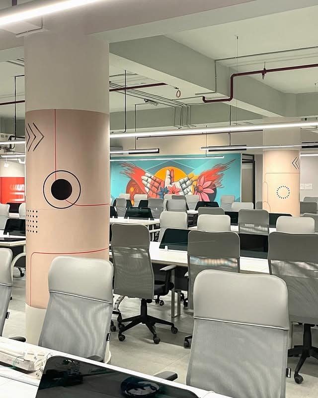 22. Creative Energy Workspace in Pastel and Teal - corporate office ideas