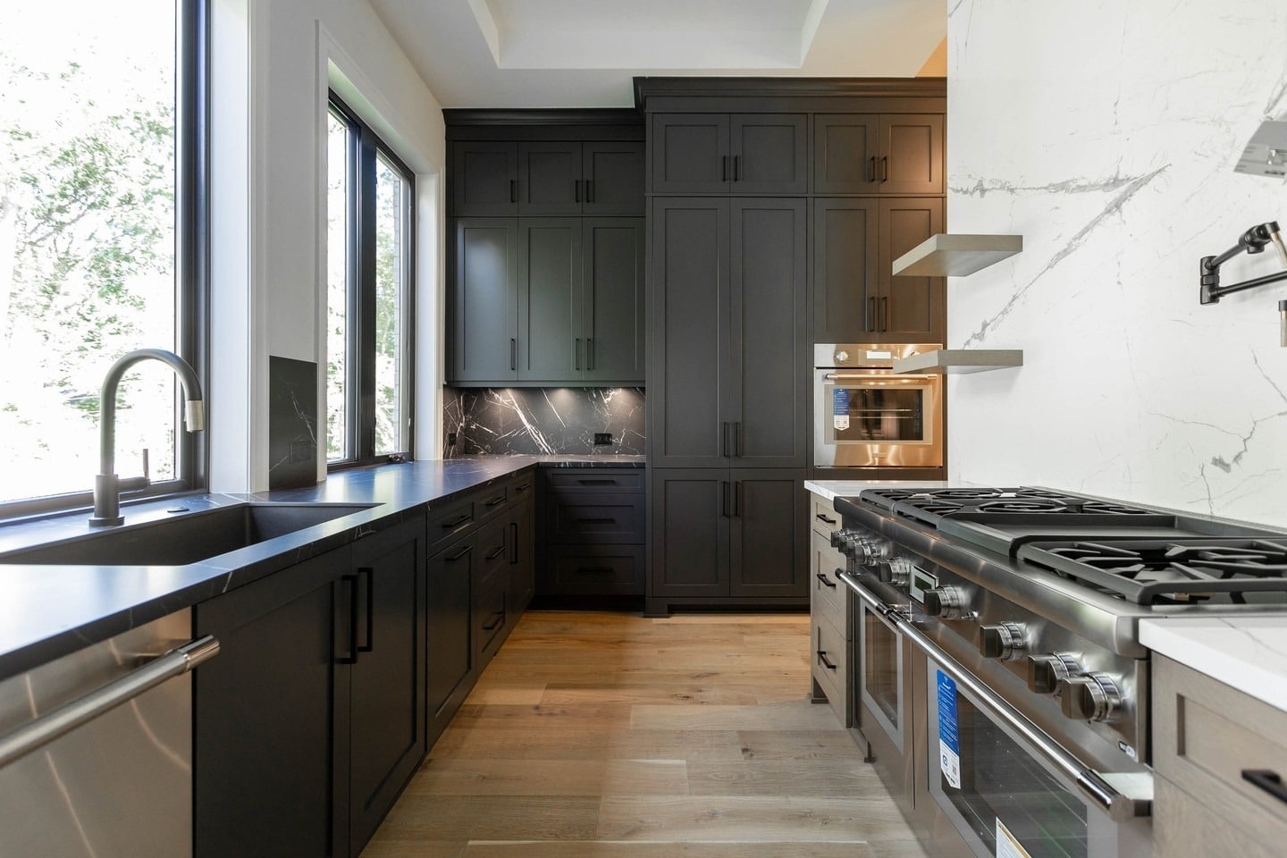 9. Sleek Monochrome Precision - kitchen centerpiece ideas