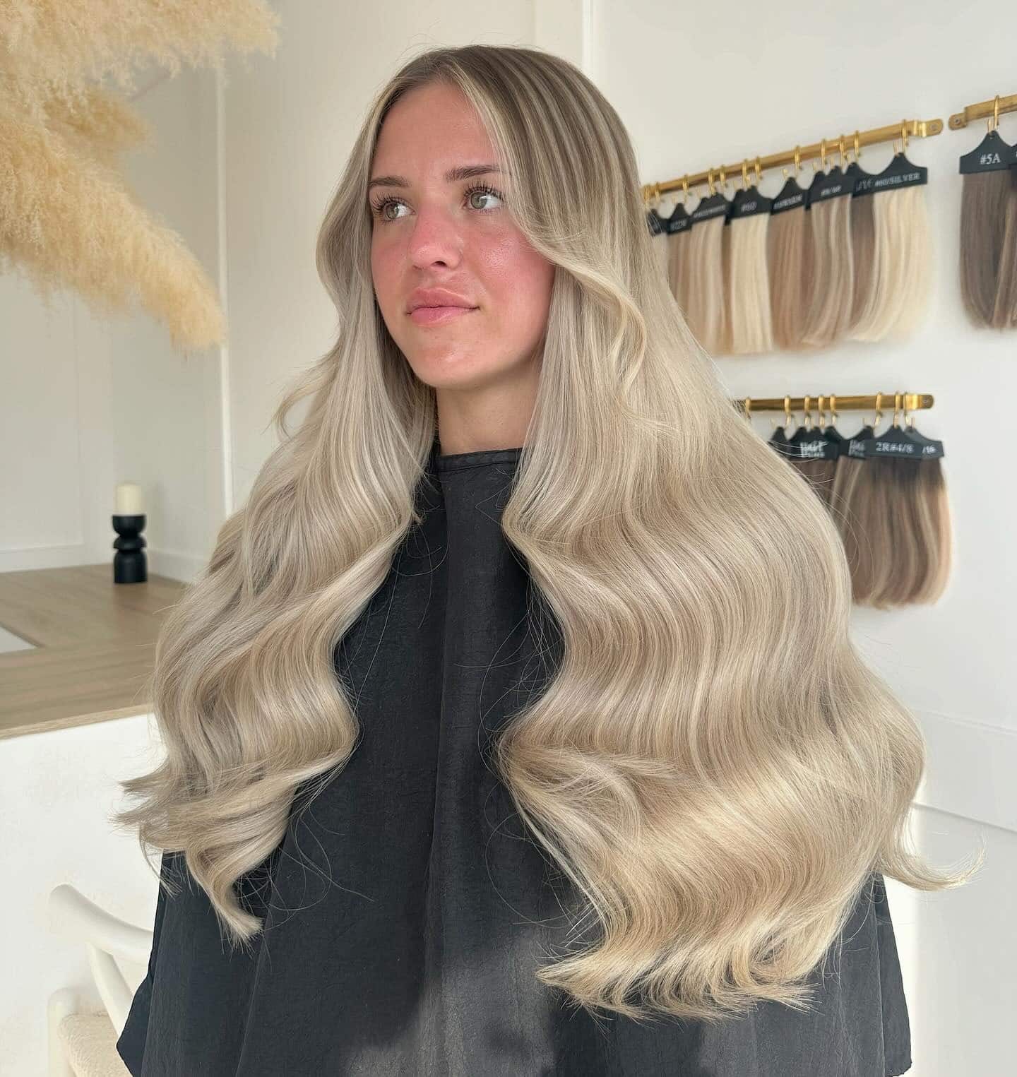 13. Pearl Blonde Hollywood Waves - Long Blonde Hair