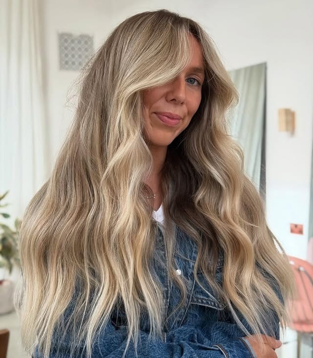 15. Rooted Beige Blonde Flow - Long Blonde Hair