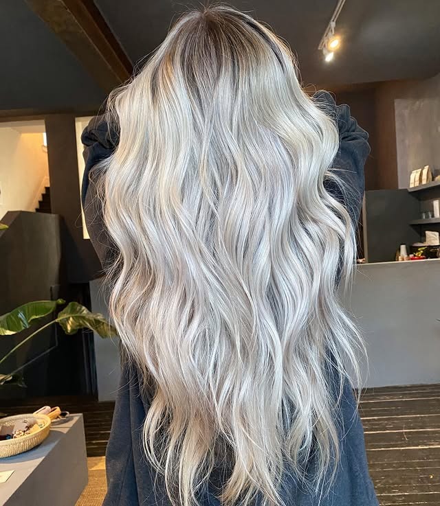 21. Silver Frost Blonde Waves - Long Blonde Hair