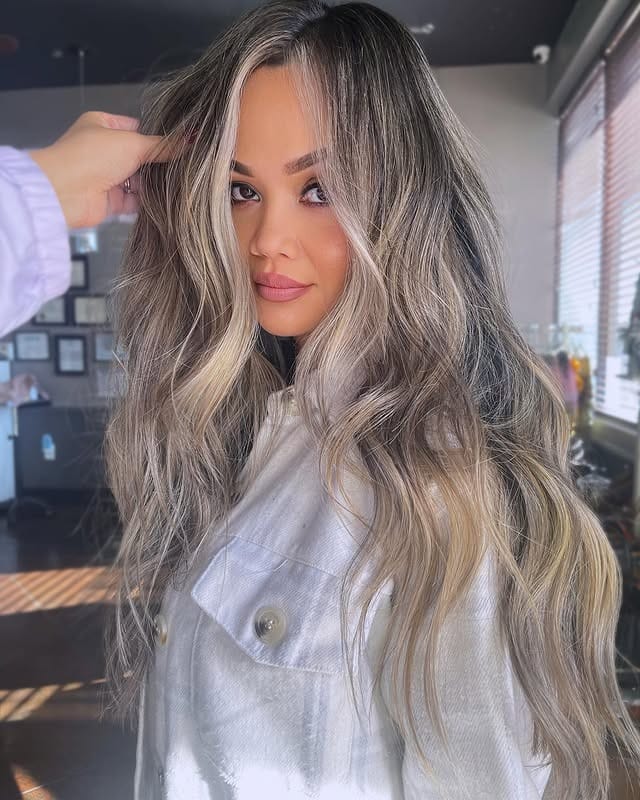 5. Champagne Ash Balayage with Voluminous Texture - Ash Blonde Balayage