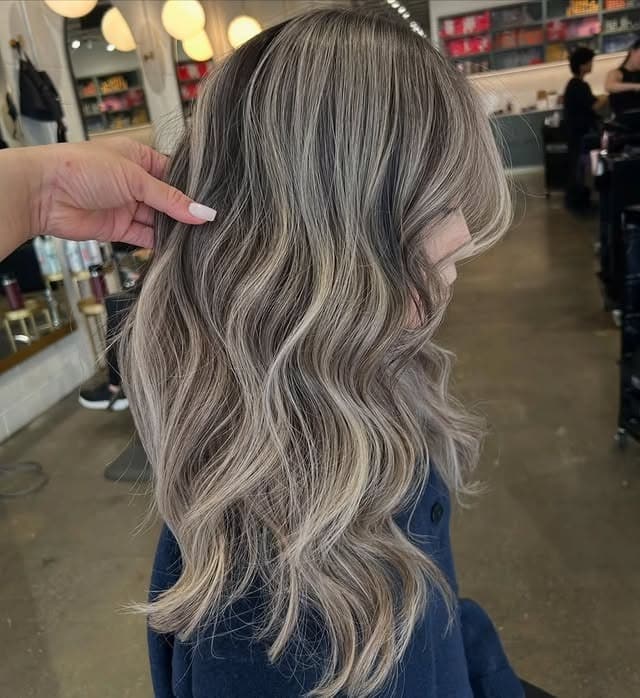 13. Dimensional Ash Blonde Balayage with Textured Waves - Ash Blonde Balayage