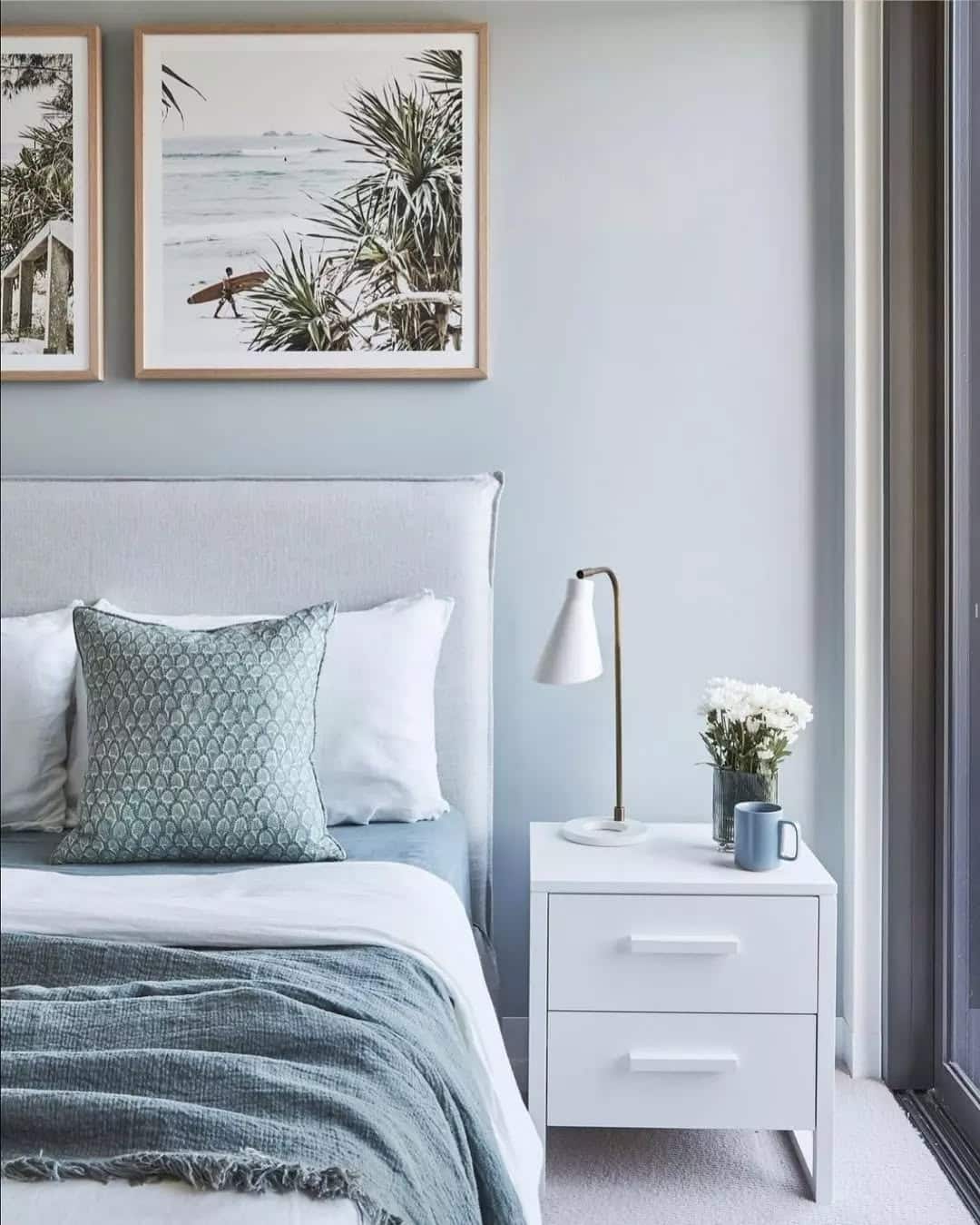 14. Coastal Calm with Misty Gray and Seafoam Blue - gray and blue bedroom ideas