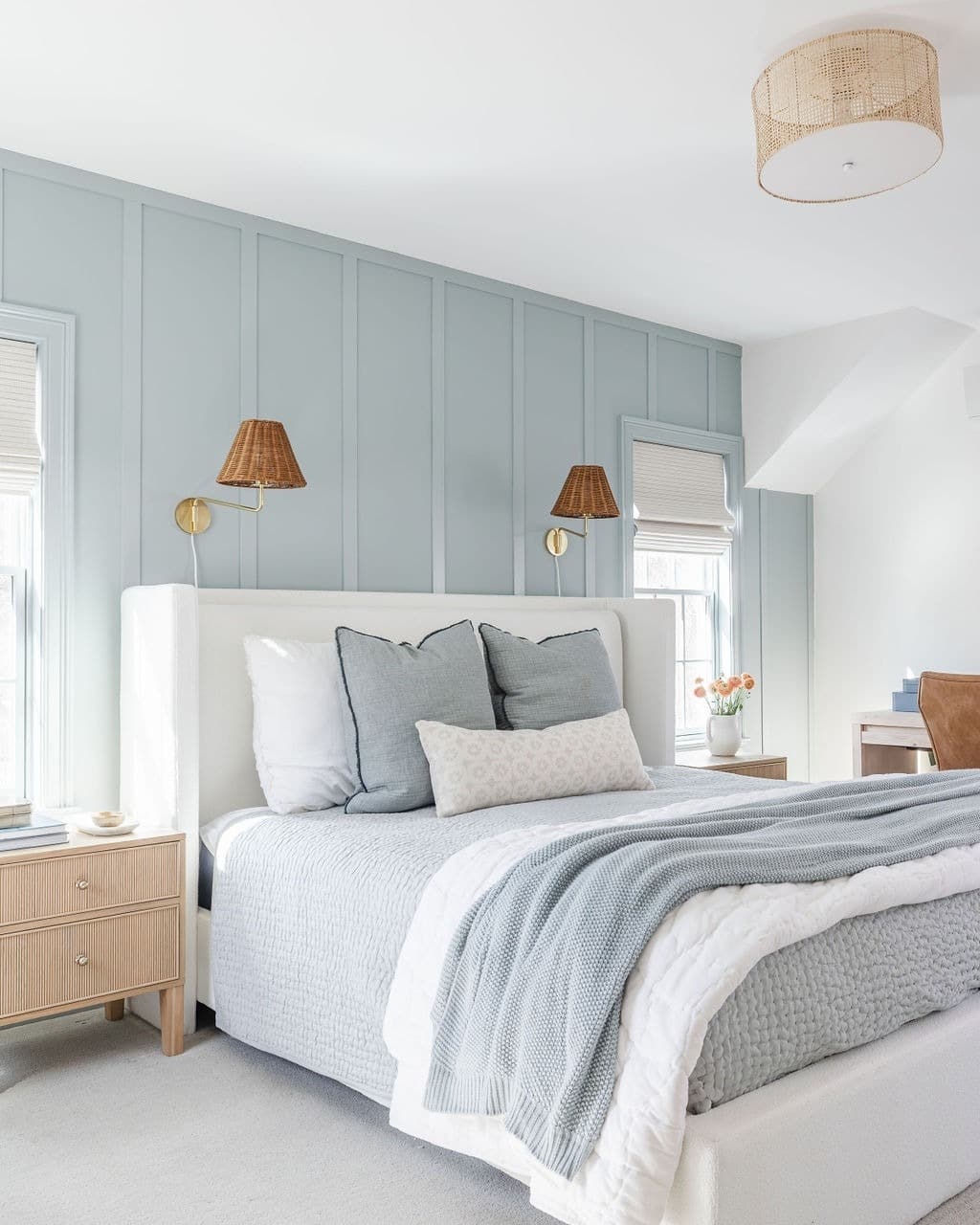 15. Light-Filled Tranquility with Dusty Blue and White - gray and blue bedroom ideas