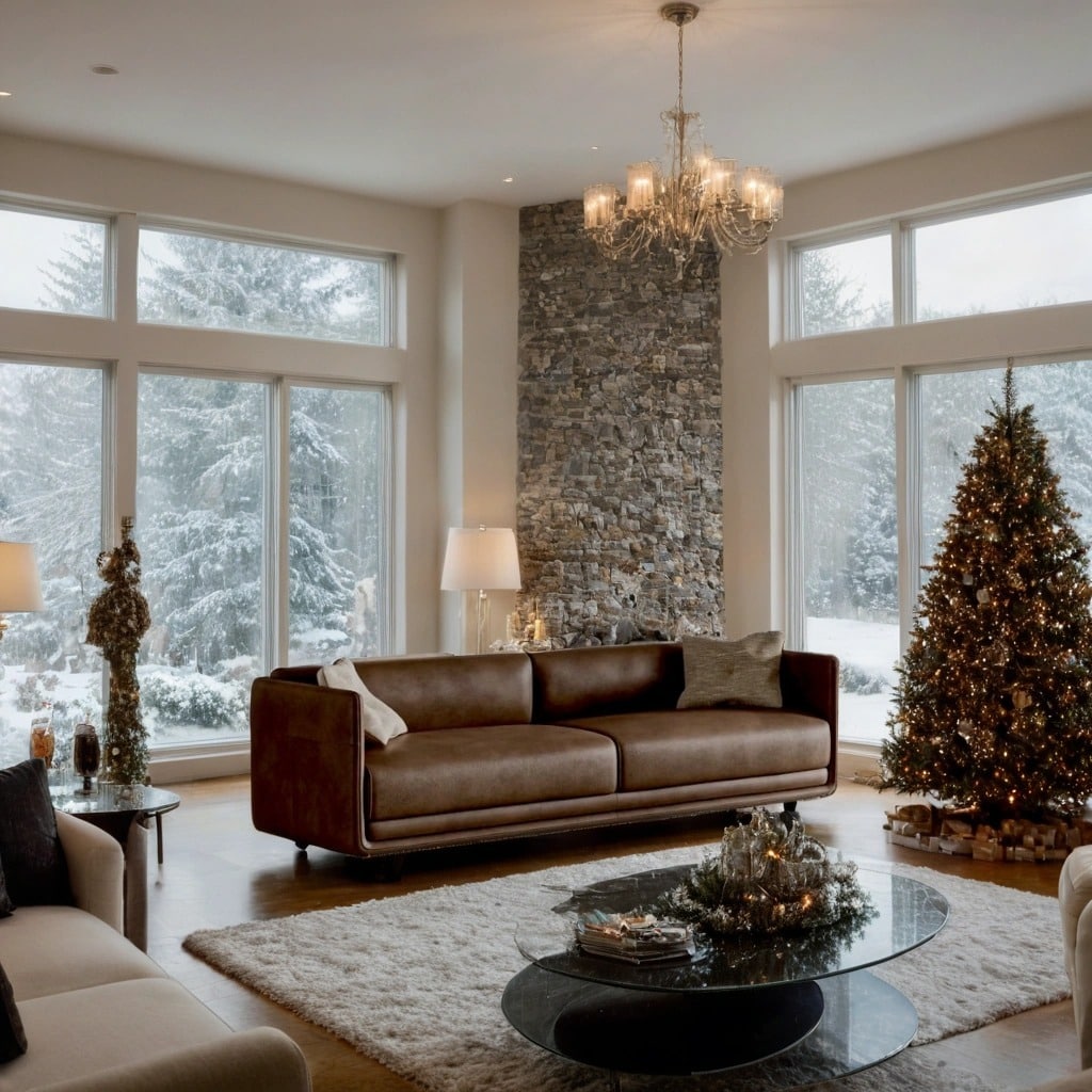 1. Winter Luxe with Rustic Warmth - brown and gold living room ideas