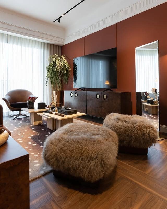 5. Contemporary Chic with Warm Earth Tones - brown and gold living room ideas