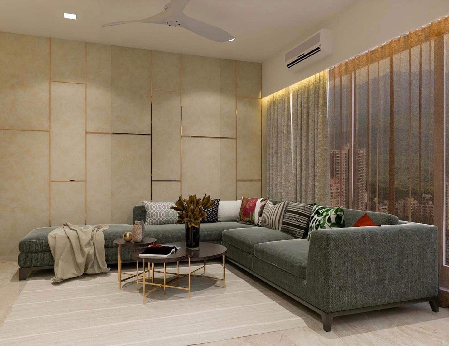 6. Urban Comfort with Subtle Glamour - brown and gold living room ideas