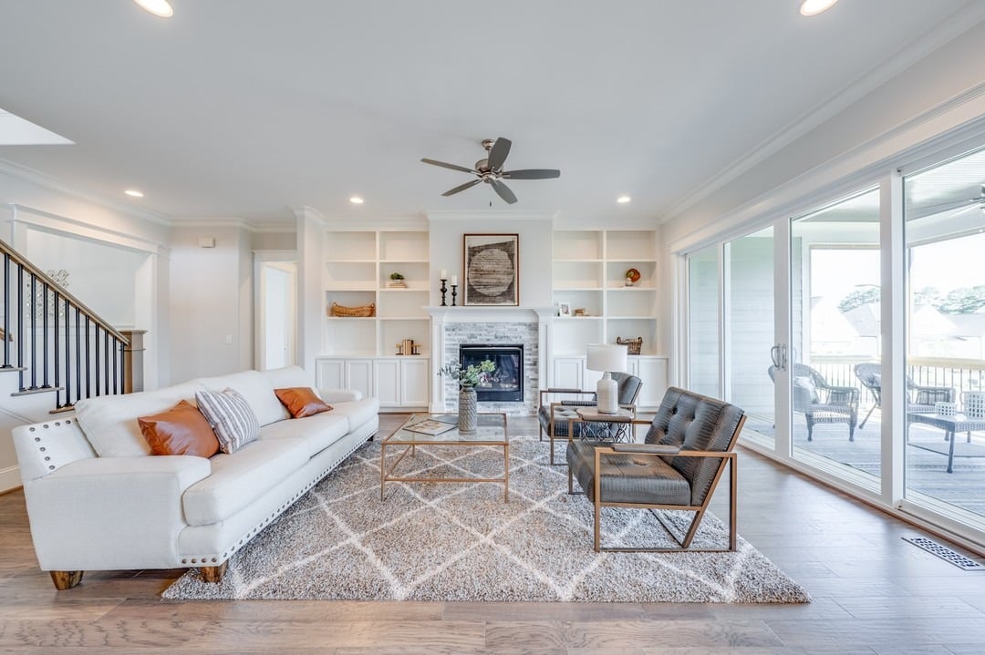 20. Transitional Comfort in Warm Neutrals and Gold - brown and gold living room ideas