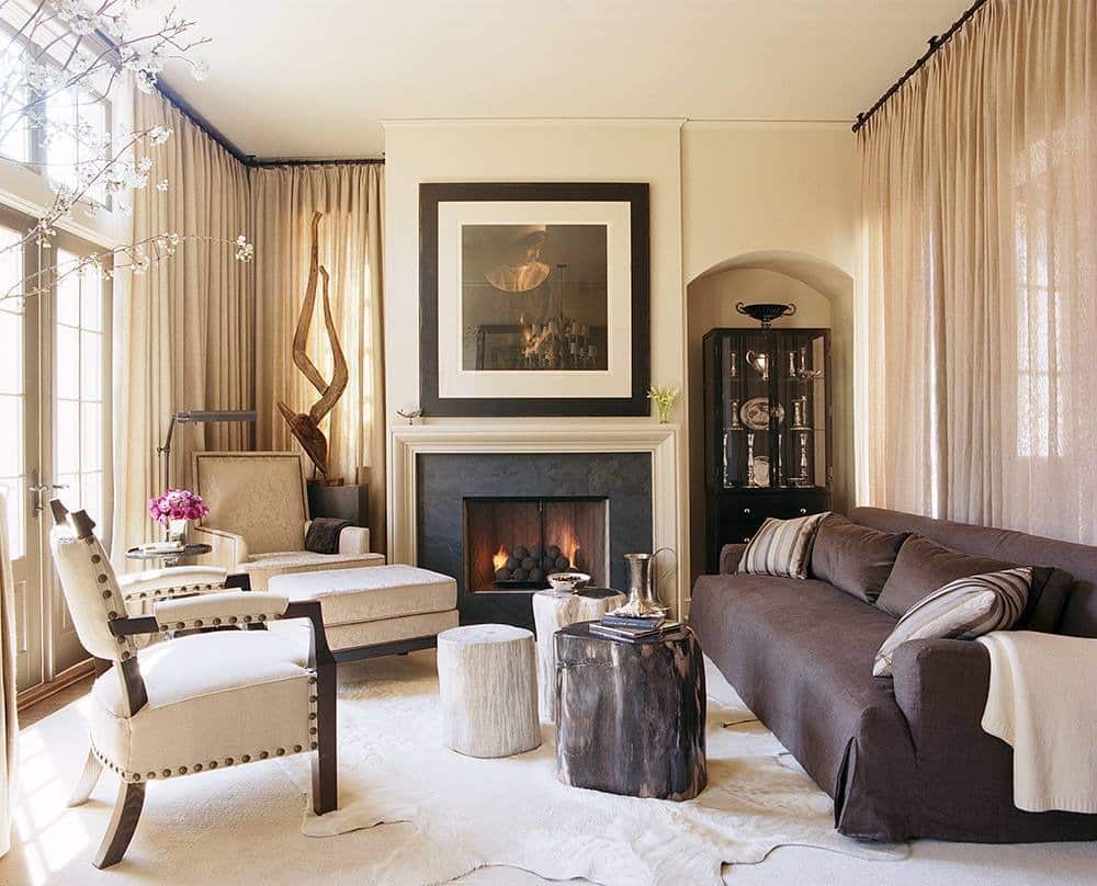 21. Timeless Comfort in Chocolate and Ivory - brown and gold living room ideas