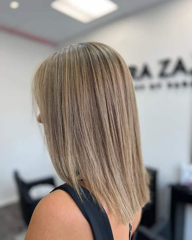 10. Straight Ash Dark Blonde Lob - Dark Blonde Hair Color