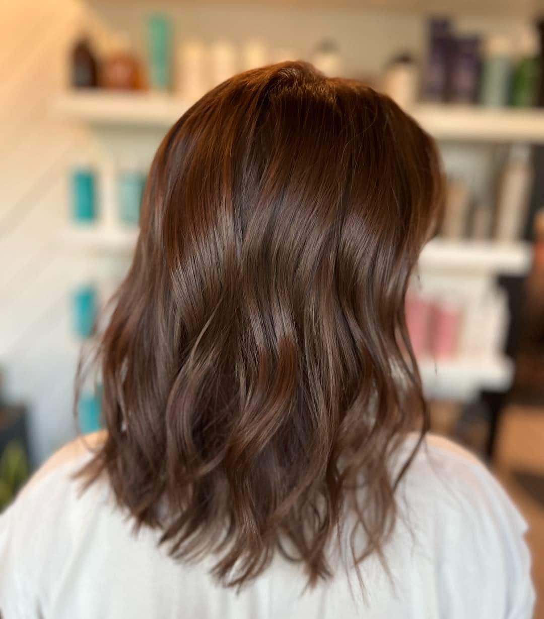 4. Walnut Gloss Lob - Fall Hairstyles