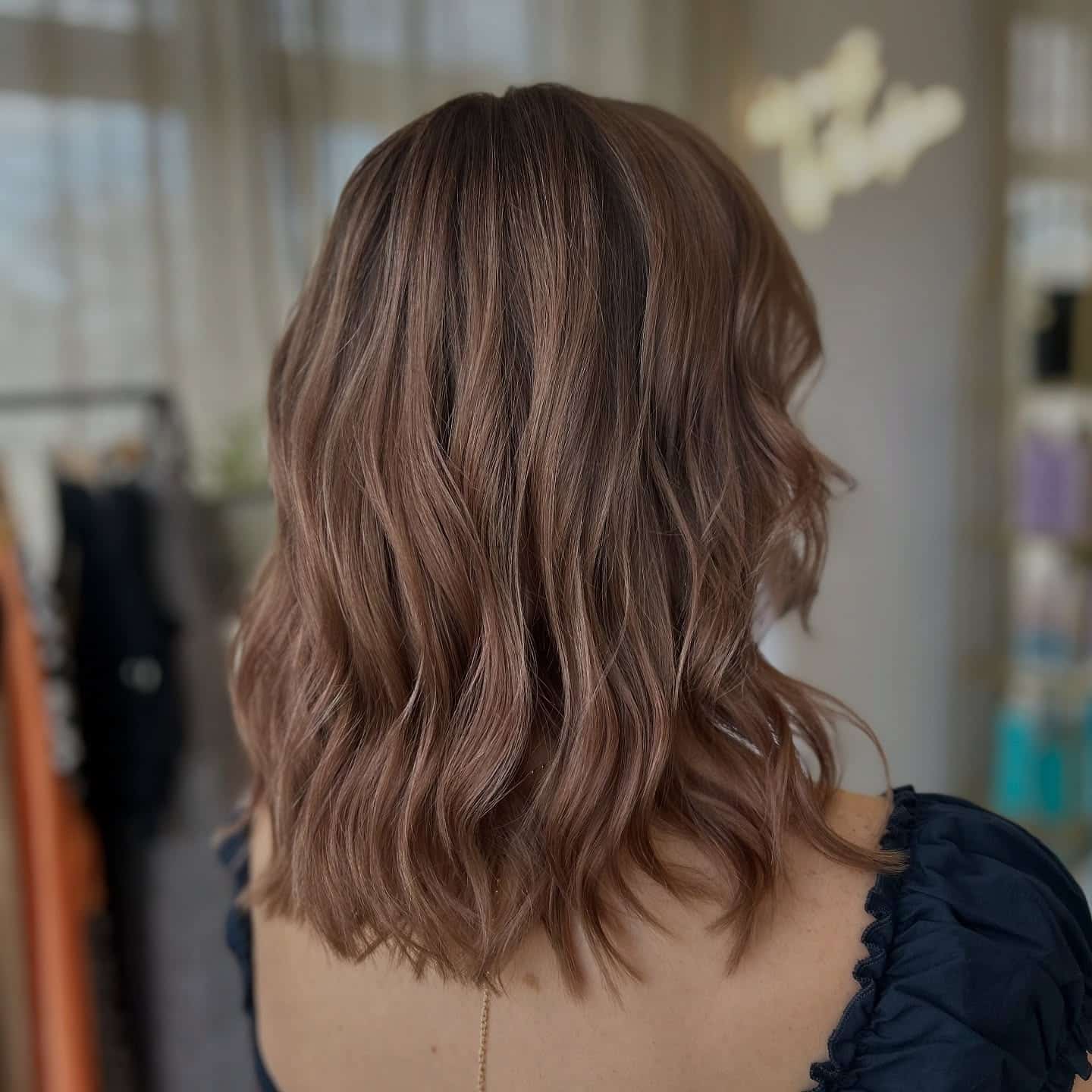 13. Rosewood Textured Lob - Fall Hairstyles