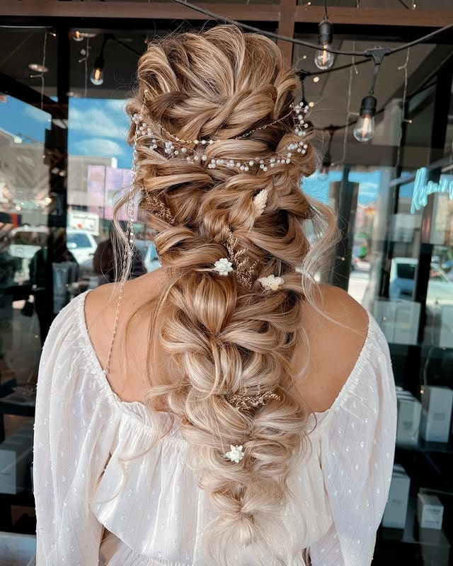 19. Golden Pearl Braid Elegance - Fall Hairstyles