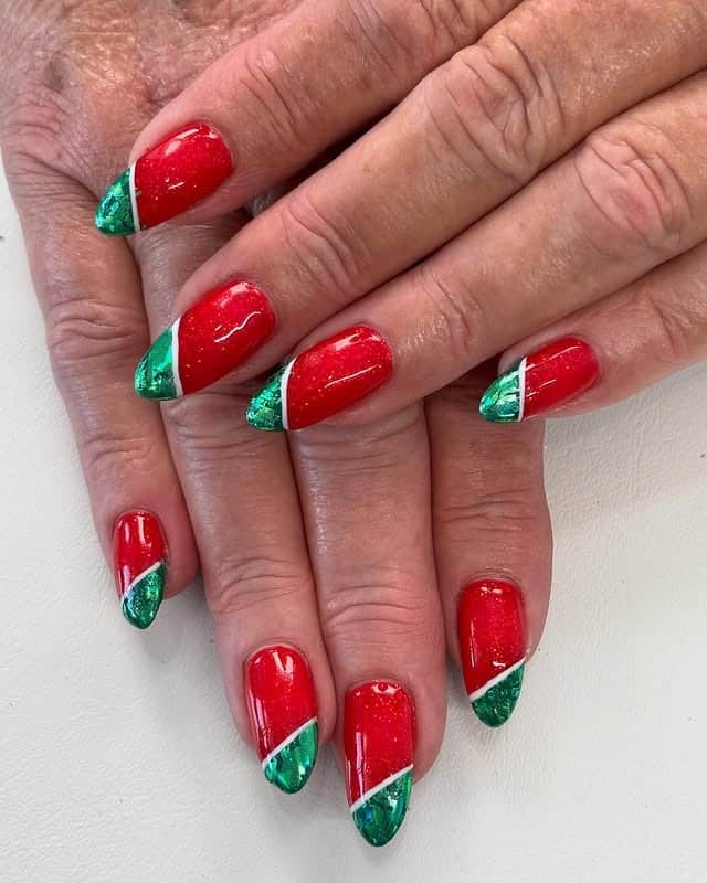 3. Classic Holiday Red and Green - red and green nail ideas