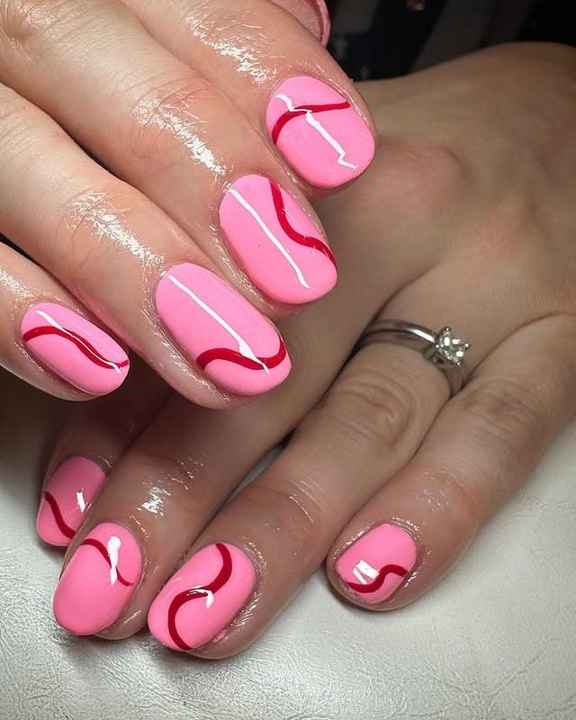 6. Pink Stream Flow - red and pink nail ideas