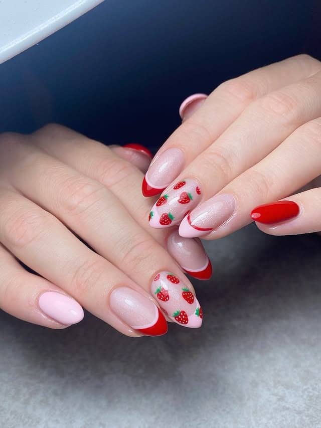 14. Berry French Fantasy - red and pink nail ideas