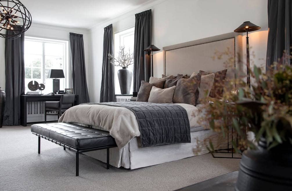 1. Modern Charcoal Elegance - bedroom ideas for women