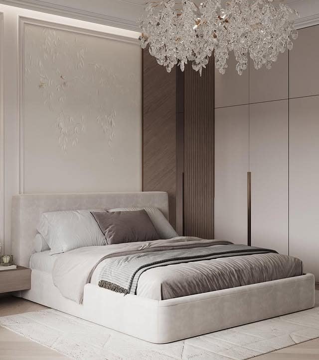 6. Soft Neutrals with Crystal Radiance - bedroom ideas for women