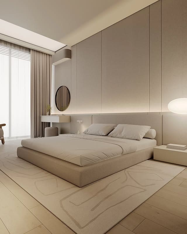 8. Understated Beige Modernism - bedroom ideas for women