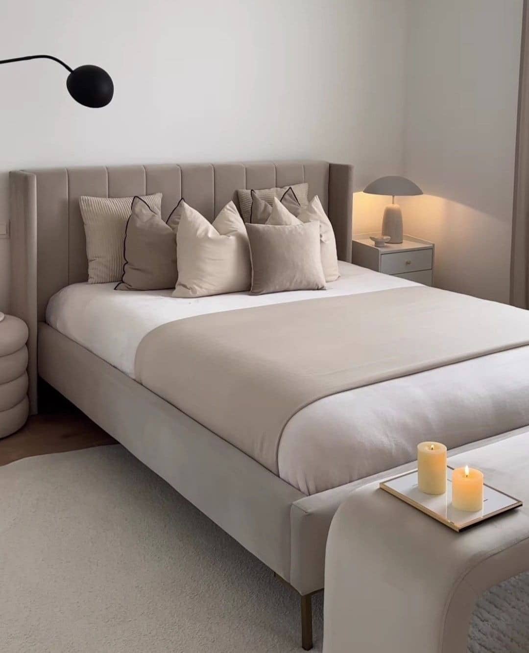 9. Cozy Minimal Chic in Cream and Taupe - bedroom ideas for women