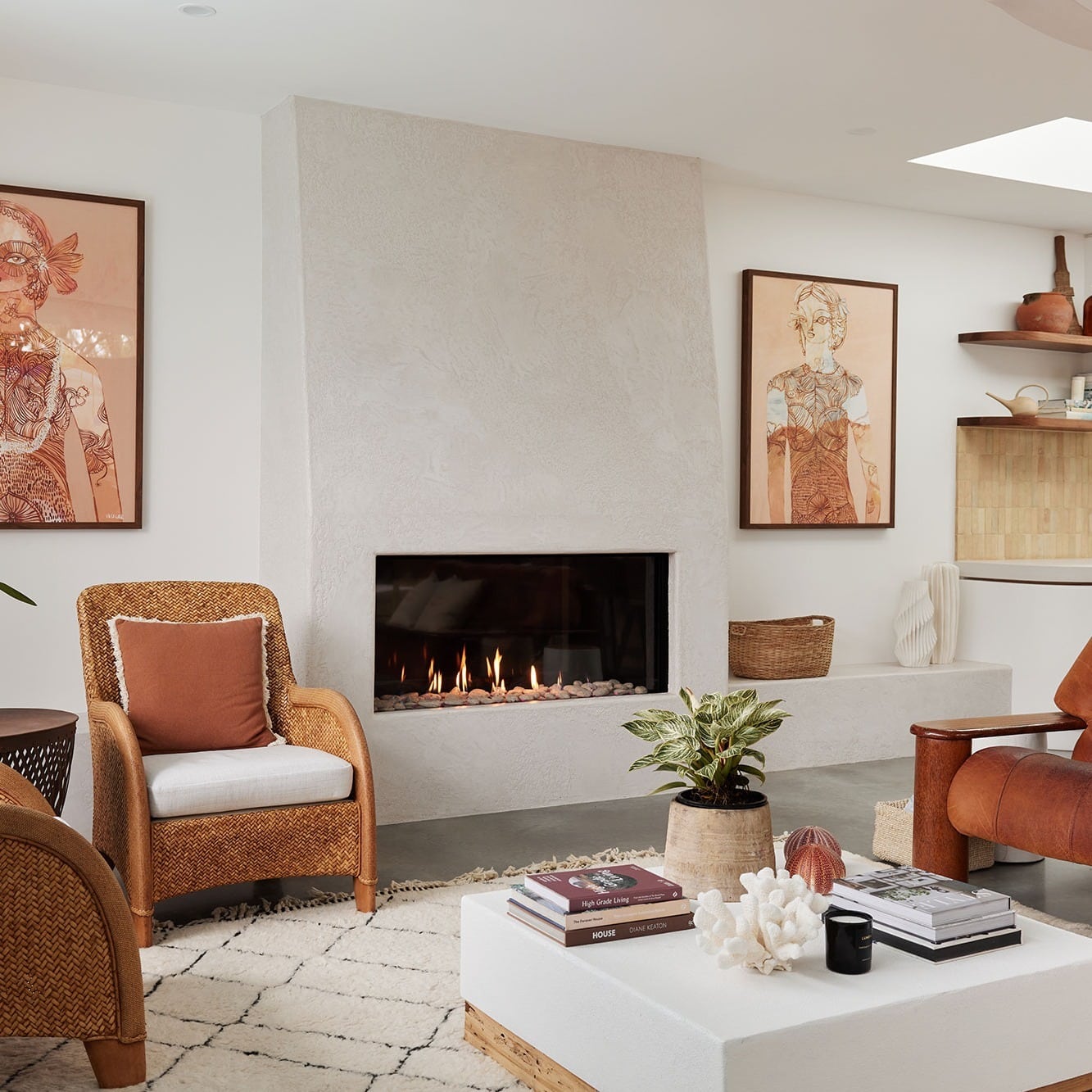 15. Textured Calm with Earthy Modern Accents - large living room wall ideas