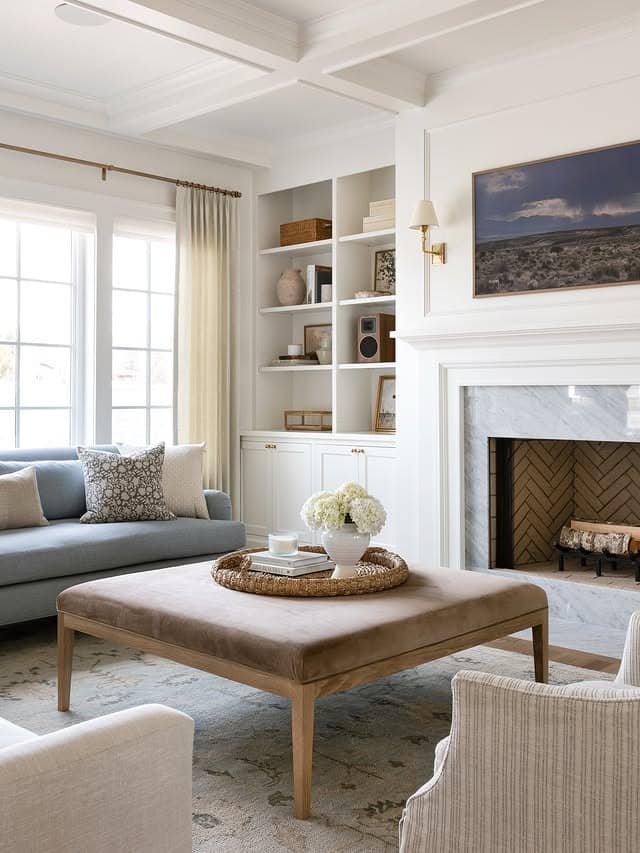 20. Refined Comfort with Classic Neutrals and Soft Contrast - large living room wall ideas