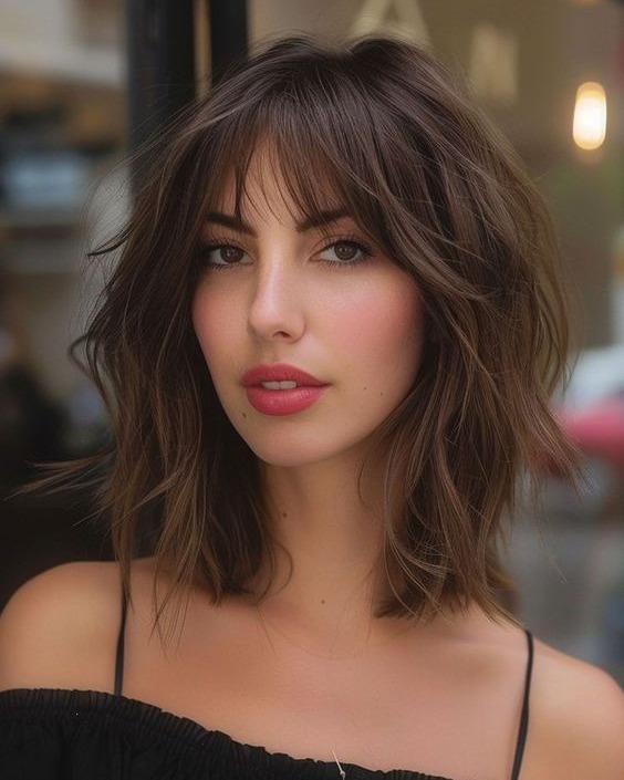 21. Textured Shag Bob with Soft Brown Layers - Short Hair with Layers