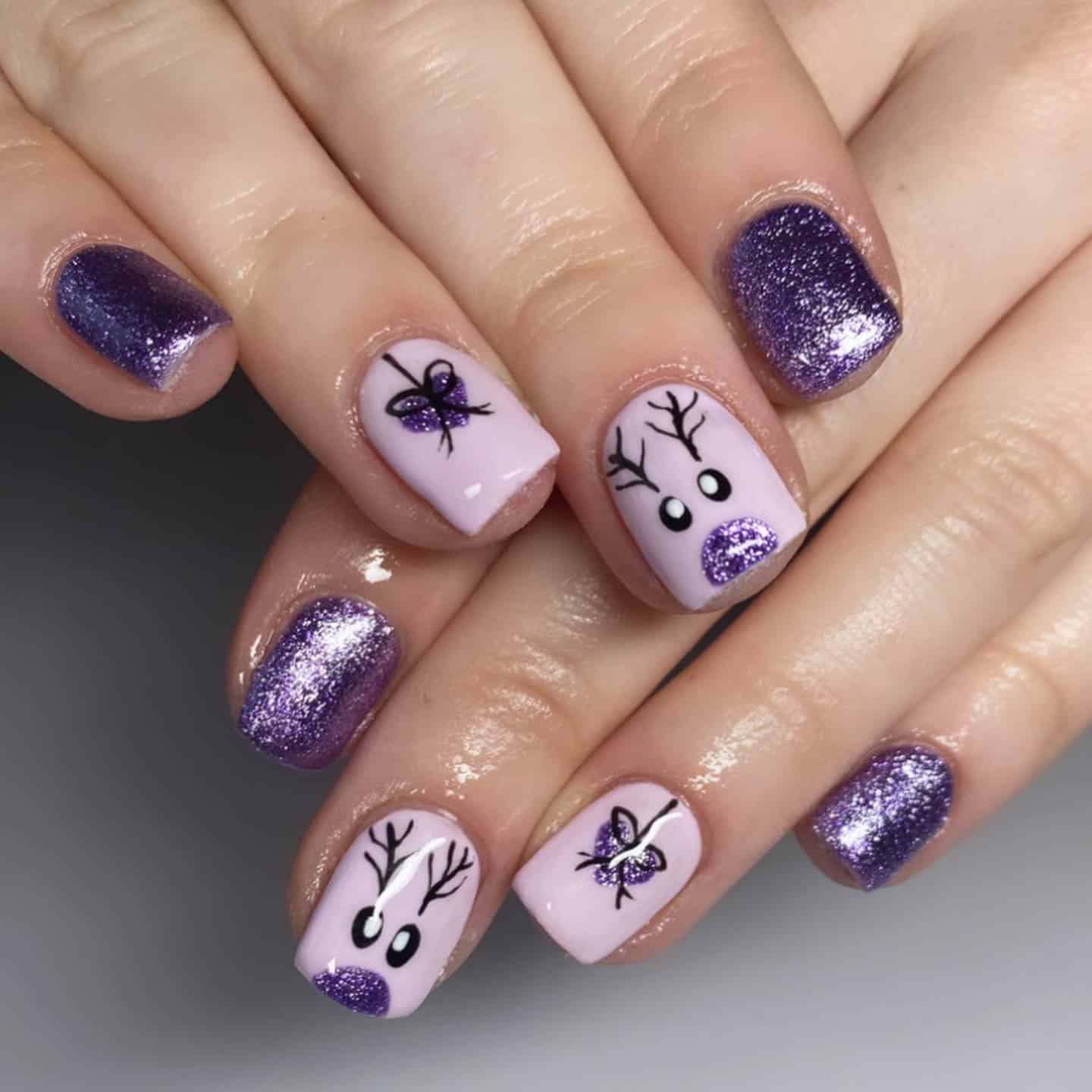 4. Violet Winter Reindeer Magic - reindeer nail ideas