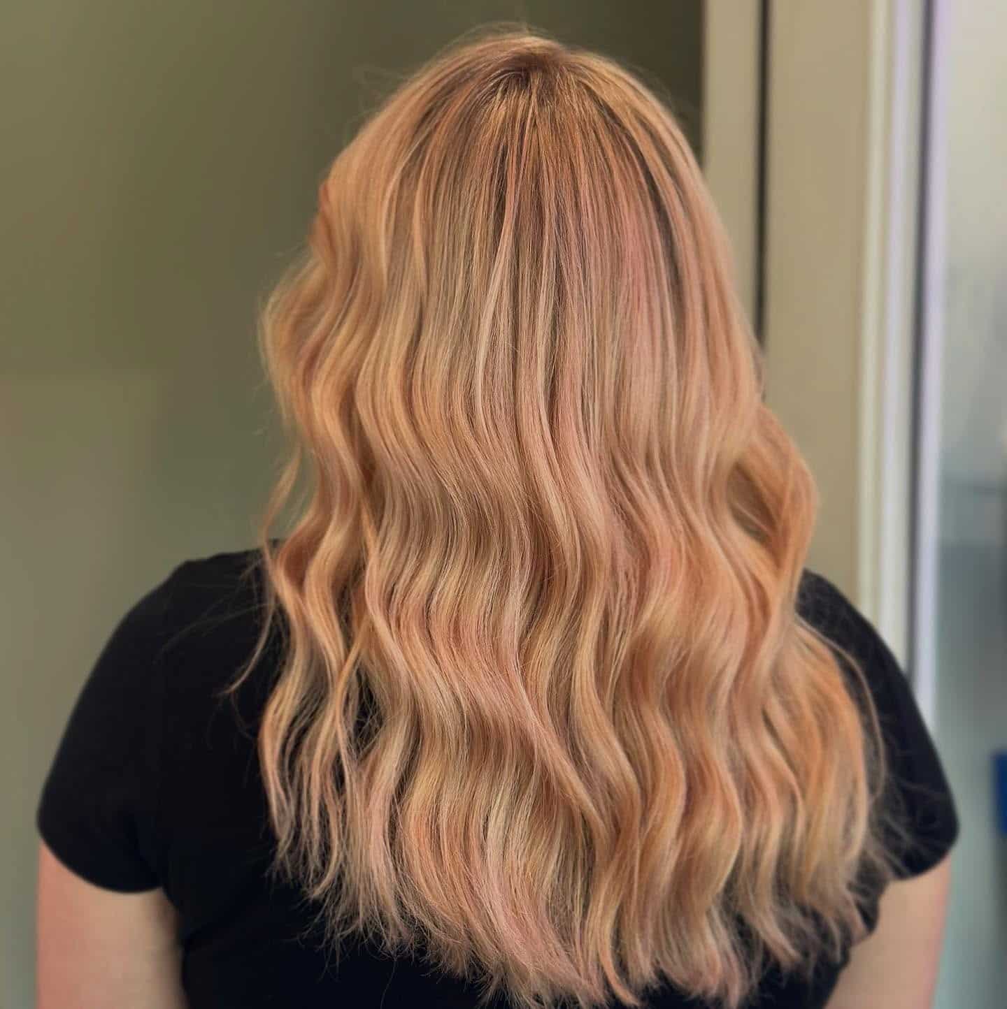 16. Soft Blush Strawberry Waves - Strawberry Blonde Hair Color