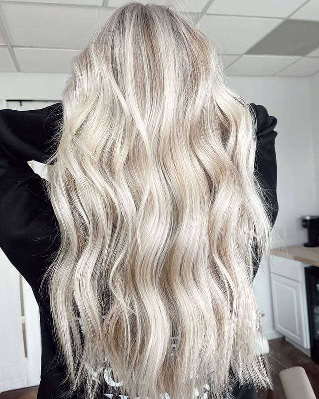 5. Icy Pearl Blonde Waves - Winter Hairstyles