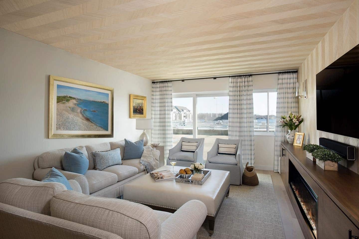7. Coastal Comfort in Blue and Beige - open concept living room ideas