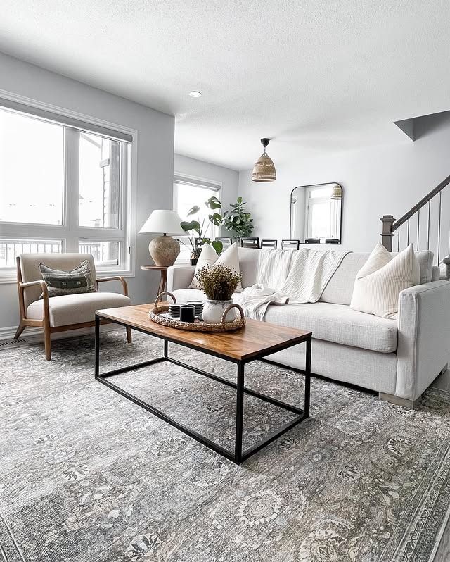 18. Minimal Modern Comfort in Neutral Tones - open concept living room ideas