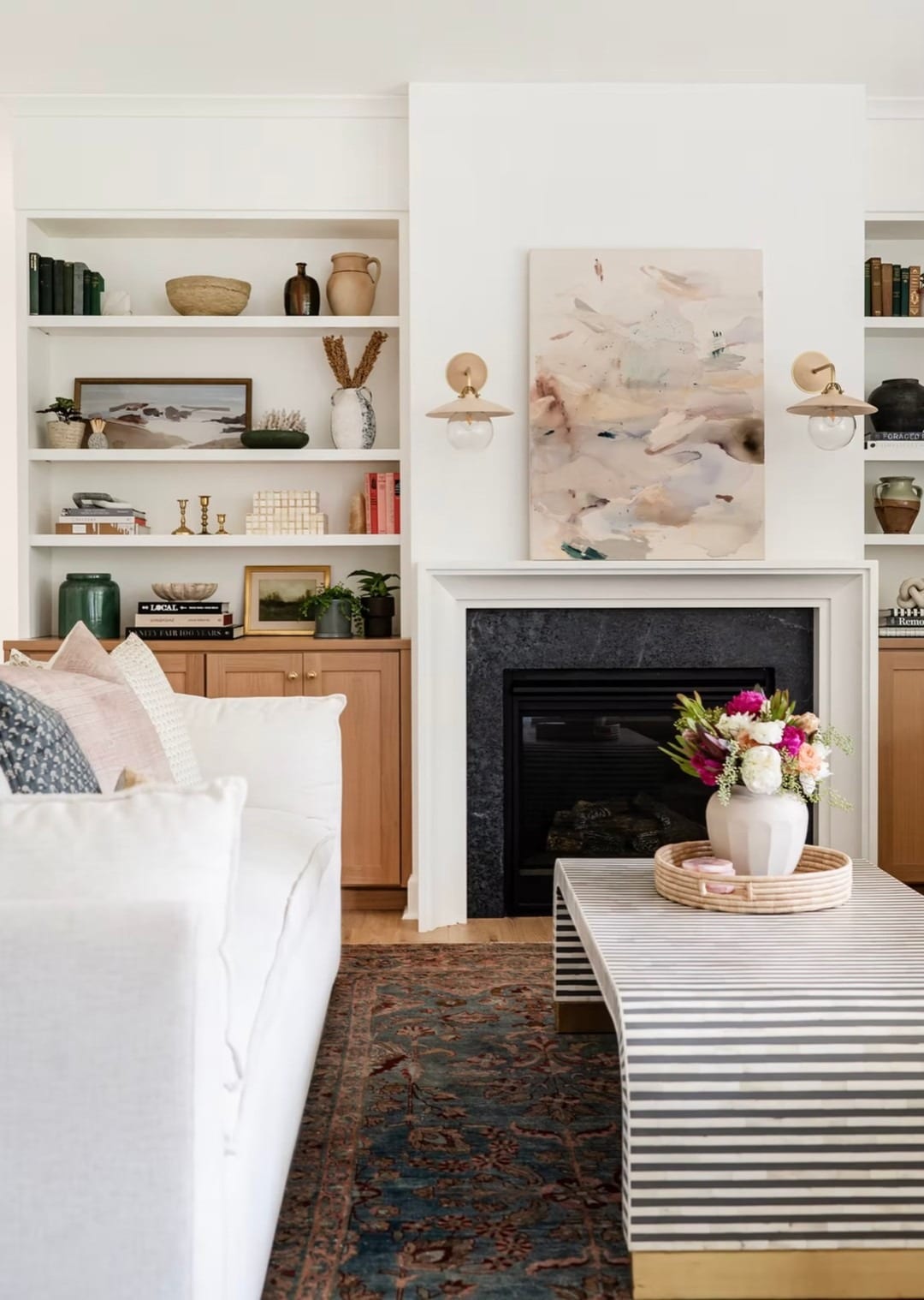 8. Inviting Transitional Charm - fireplace living room ideas