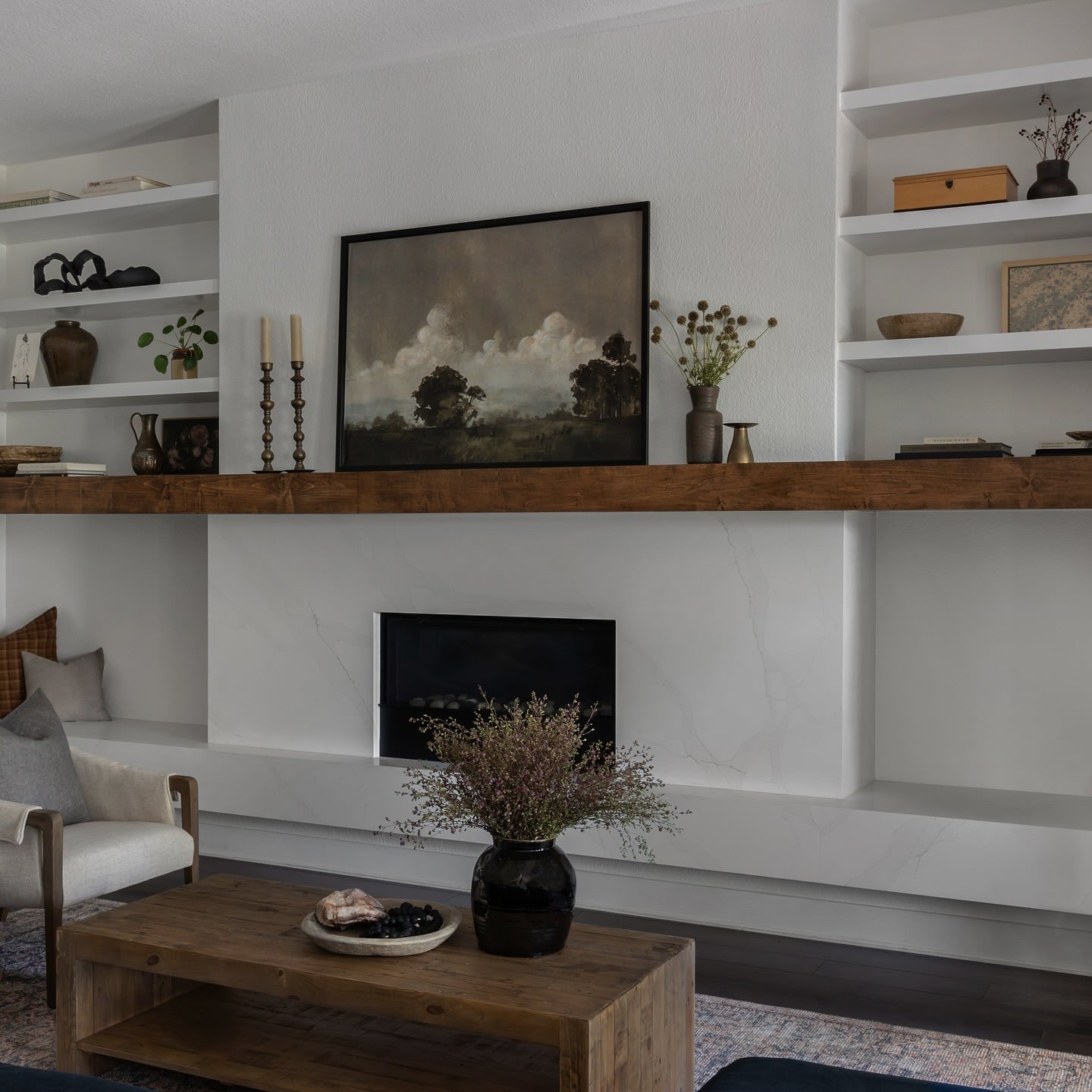 17. Modern Farmhouse Warmth - fireplace living room ideas